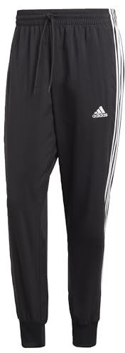 adidas Herren AEROREADY Essentials Tapered Cuff Woven 3-Stripes Pants, Black/White, S Short