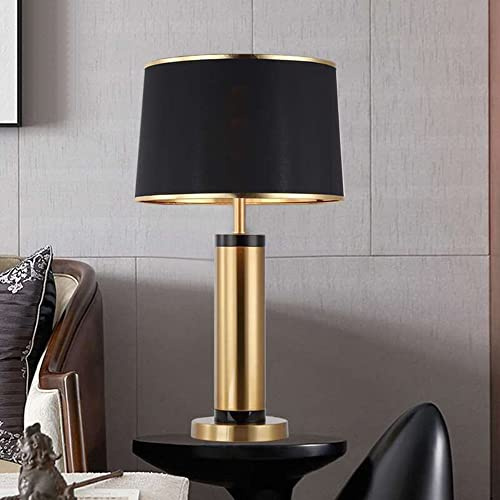 Mengjay lampe de table, lampe de chevet, abat-jour en tissu noir-or, douille E27, interrupteur câble, câble de 150cm, livrée sans ampoule, lampe de chevet