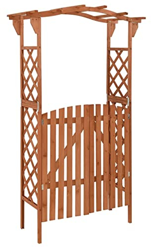 Keketa Pergola mit Tor Rosenbogen Garten Spalier Rankhilfe für Kletterpflanzen Kletterpflanze Gartentor Pergola Spalier Gartentür 116x40x204 cm Massivholz Tanne