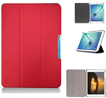 Étui pour tablette Samsung Galaxy Tab S2 9,7 SM- T810/T815C/T813/T819C - Housse légère en cuir PU avec mise en veille/réveil automatique (rouge)