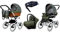 BabyLux Kinderwagen 4in1 mit Autositz für Kleinkinder – Kinderwagen für Neugeborene und Kleinkinder –– Baby Neugeborenen Kinderwagen – ISOFIX Autositzbasis – Max 15kg – Olive Star White Frame