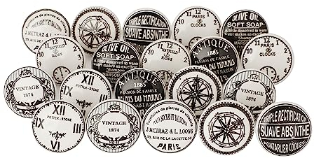 Shah Crafts.Ceramic Door Knobs Set of 20 Premium Quality Assorted Clock Designs Handmade Vintage Shabby Chic for Interior Furniture, Cabinet Cupboard Wardrobe Drawers Pulls Handles