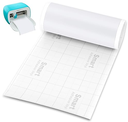 Smart Vinyl Permanent, Smart Adhesive Vinyl Permanent für Cricut Joy, 14cm X 200cm Selbstklebende Vinylrolle, Geeignet zum Dekorieren von Tassen, Wasserflaschen, Pflanzgefäße, Fenster (Weiß)