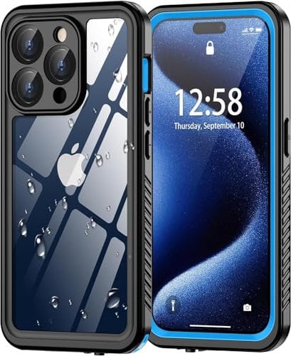 Oterkin iPhone 15 Pro Max Case - Waterproof with Built-in Screen Protector, 360° Full Body Sealed Protection, 12FT Military Shockproof
