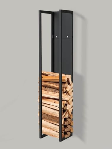 DanDiBo Kaminholzregal Innen Metall Schwarz Kaminholzständer 120 cm mit Rückwand an der Wand Hängend 96465 Holzkorb Kaminholzhalter Holzregal (Höhe 120 cm)