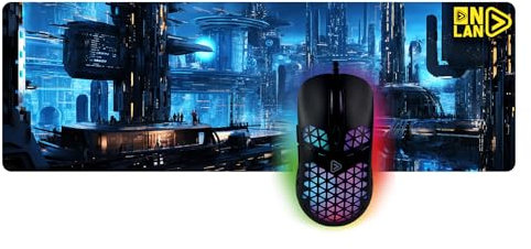 ONLAN - Bundle PG-15 - kabelgebundene Gaming Maus SO-4 - Mauspad AS-300 XXL - Streaming, Gaming, Erstellung von Inhalten - 3600 DPI - RGB - Ergonomisch - Hintergrundbeleuchtung