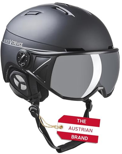 Black Crevice Skihelm St. Moritz mit Vollvisier, schwarz/Silber, L (58-61 cm)
