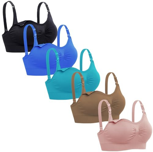 Lataly Womens Sleeping Nursing Bra Wirefree Breastfeeding Maternity Bralette Pack of 5, 5pack2, 4X-Large