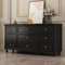 PREMTURE Kommode mit 9 Schubladen, Moderne Sideboard mit Gold Metall Griffe, Sideboard für Wohnzimmer, Schlafzimmer, Anrichte mit Massivholzbeinen, Schwarz, MDF, 160 x 40 x 80 cm