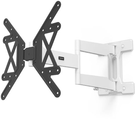 Hama TV Wandhalterung schwenkbar, neigbar, Langer Arm (TV Wandhalterung 32-65 Zoll, VESA 100x100 bis VESA 400x400, bis 50kg, ausziehbare Halterung, mit Fischer-Dübeln) schwarz-weiß