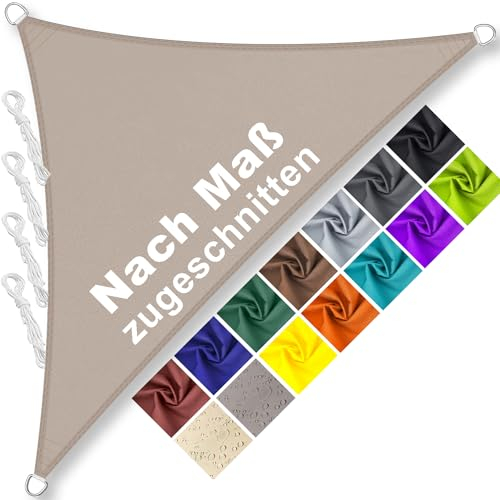 Sonnensegel Dreieckig 1.6x1.6x2.3m Wasserdicht im Viele Größe und Farben, PES Polyester, Sonnenschutz 95% UV Schutz, Reißfest Wetterfest für Terrasse Garten Balkon- Taupe