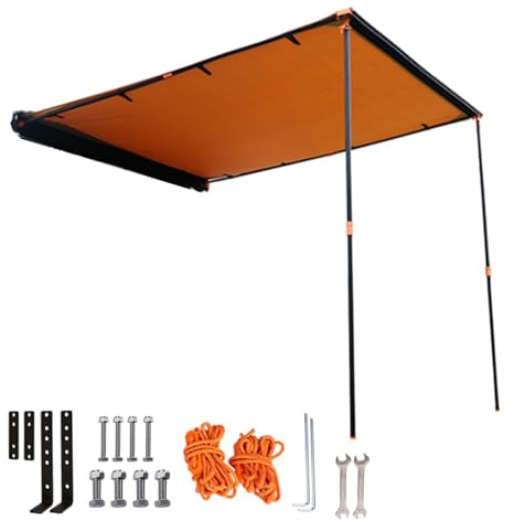 Wohnwagen Vorzelt Sonnensegel 2x2,5m Seitenmarkise Ausziehbar UV50+ Wasserdichtem Autozelt Markisen Sichtschutz Vorderwand Bildschirm für Camping Familientreffen Ausflüge ( Size : 200x250cm/6.6x8.2ft