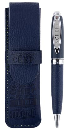 History & Heraldry Bamboo Persönlicher und individueller Kuli Kugelschreiber Stift mit Namen und Spruch Personalisiertes Etui Monogramm-Design persönliches Geschenk (Kuli Chef)