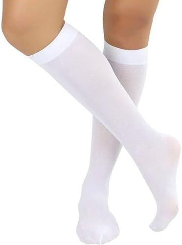 COSHAL® 3 paia di calzini da donna pop calzini alti al ginocchio calzini in nylon opaco microfibra ragazze pantaloni pop calzini da donna calzini traspiranti con top comfort taglia unica, BIANCO (3