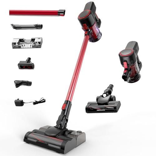 Joulli Staubsauger Kabellos 120w/15kpa, Akkustaubsauger & Handstaubsauger Kabellos 1L, Hand Und Vertikal, Bis Zu 60min Laufzeit, Mit Led-Licht, LadegeräT, FüR HartböDen, Teppich, Tierhaare