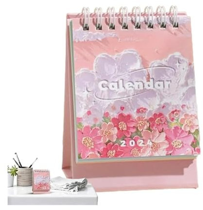 CHFYIJYHM Kalender 2024–2025, Vintage-Kalender 2024, Ölgemälde, Vintage-Tischkalender, Kleiner Monatskalender for die Arbeitsplanung, to-Do-Liste, tragbarer Tisch, 2024 Kalender auf einen Blick(D)
