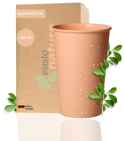 elastonature Trinkbecher 'ToGo' 300 ml - Mehrwegbecher aus umweltfreundlichen Kunststoffen - Becher Set ist perfekt für unterwegs - Nachhaltiger Trinkbecher, Farbe:peach fuzz