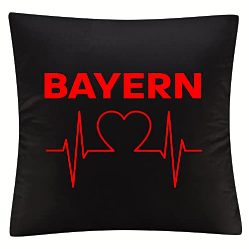 multifanshop Kissenbezug - Bayern - Herzschlag - Druck rot - Kissen Größe one Size schwarz