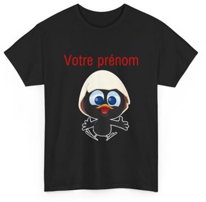 Tee shirt Calimero Personnalisable Personnalisé - Prénom ou Texte Homme/Femme Taille XL, Couleur Black