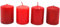 Dekohelden24 Adventskerzen, Stumpenkerzen, Adventskranzkerzen,Tischkerzen, Blockkerze, Tafelkerze in adventsrot - rotglitter, Lieferumfang 4 Stück, L/B/H 5 x 5 x7 cm.