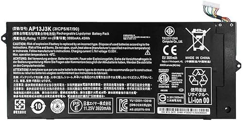 11.4 V 3920 mAh 45 Wh AP13J3K AP13J4K Replacement Laptop Battery Compatible with Acer Chromebook 11 C740 C720 C720P C720P-2666 C720-2800 C740-C3P1