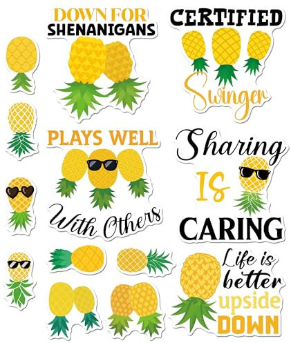 Pineapple Cruise Door Magnets Decorations, 13 Pcs Upside Down Pineapple Cruise Magnets, Cruising Must Haves Funny Magnetic Door Signs for Ship Cabin Stateroom Decor