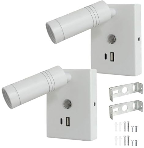 XLSBZ LED Leselampe Wandleuchte mit 20W USB Type-C,3er Beleuchtungsfarbe Einstellbar Wandleselampe mit Touch-Schalter,12V Bettlampe für Wohnmobil,Boot (2)