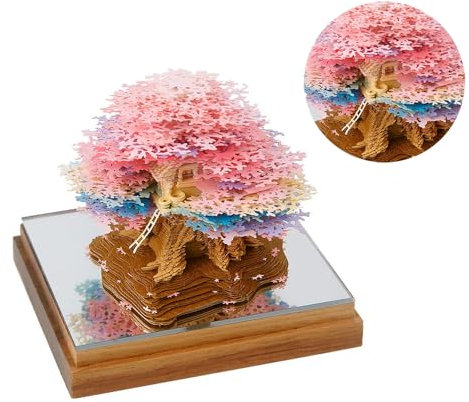 3d Kalender 2025,3d Kalender,3d Kalender AbreißEn 2025,3 D Kalender 2025,Panorama-3d-Notizen,Papier Schnitzt Baumhaus 3d-Notizen,BüRo-Desktop-Notizen,Papier Schnitzt Desktop-Dekoration (Pink)