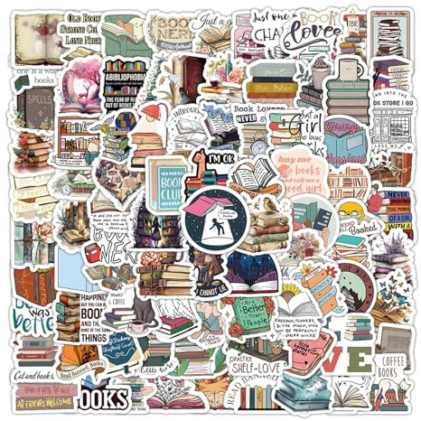 100 Stück Buch Lesen Vintage Aufkleber, Bookish Sticker, Leseaufkleber, Wasserdichte Aufkleber, Vinyl-Aufkleber, motivierende Zitat-Aufkleber für Wasserflaschen, Bücher, Laptops, Scrapbook
