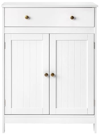 LEADZM Badezimmerschrank Badschrank Schlichter Beistellschrank, Weiß | für Badezimmer Wohnzimmer Esszimmer 60 x 30 x 80 cm