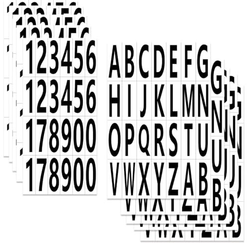 10 Sheets Letter and Numbers Stickers, Self Adhesive Vinyl Black Sticker, Door Number Sticky Number Stickers for Mailbox Numbers, Home Addresses, Doors and Windows