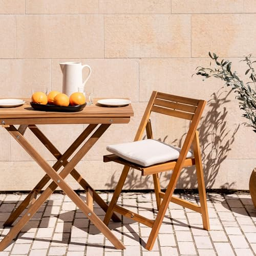 JJ. Gartentisch Holz Klapptisch 48 cm Juni - 2 Personen Tablett 48x80 cm ideal für 2 Personen Tisch ideal für kleine Balkone
