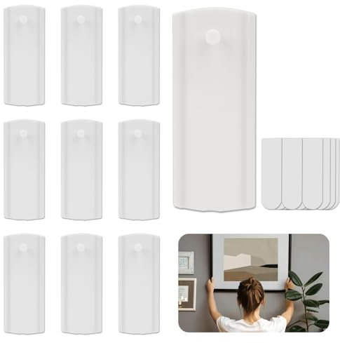 GCNWW Damage-Free Picture Hanging Kit - 10 Picture Hangers & 12 Large Removable Adhesive Strips, Heavy Duty Adhesive Hooks & Strips for Walls | No Nails, No Residue | Holds 2kg