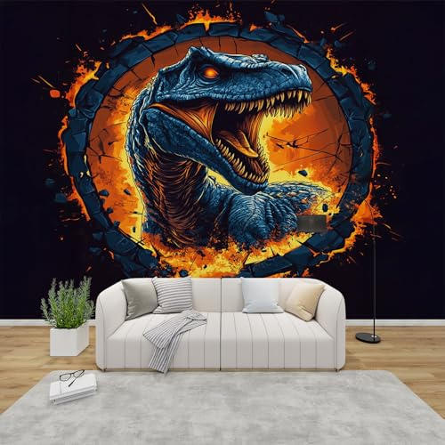 PaxGloz Fototapete Dinosaurier Tapete Jurassic Tapeten Vliestapete Modern Wandtapete Wohnzimmer Schlafzimmer Kinderzimmer Wanddeko Motivtapeten 368 x 254 cm (B x H)