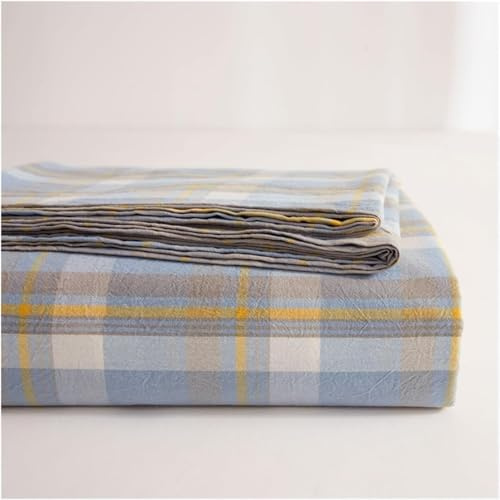 Plaid Flaches Laken Twin/Single Full Queen King 100% Gewaschene Baumwolle Flache Bettlaken Baumwolle Top Sheets Pflegeleichtes Flaches Laken