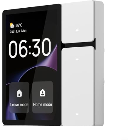 Smart Home Control Panel Display, 8.9 cm Integrated Mesh Hub, Infrarot Fernbedienung Smart Switches, Türklingeln, Thermostate für Alexa & Google Home