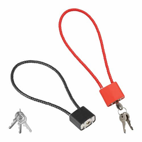 2 Piezas Candado Cable Acero, Candados de Cable de Alambre Deformables | Candado de Cable con Llave Ajustables para Maleta Puerta Bicicleta Taquilla (Negro, Rojo)