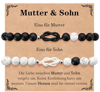 Kenqlot Mutter Tochter Armband Mutter Sohn Geschenk für Familie Papa Tochter Unendlicher Knoten Armband für Mädchen Damen Jungen Armbänder Set für 2 Muttertag Zurück Zur Schule Weihnachten