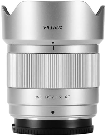 VILTROX 35mm F1.7 Fuji, AF 35mm f/1.7 Air XF für Fuji X-Mount, APS-C Autofokus-Objektiv mit X-Mount für Fuji X-T10 X-T2 X-T20 X-T3 X-T4 X-H2 X-T200 X-T30 X-PRO02 XS10 XS20 X-M5, Silber