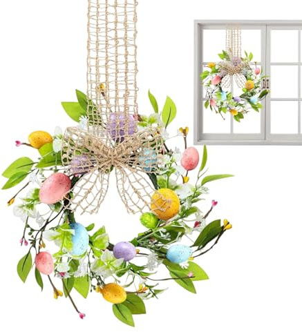 Ghirlanda pasquale per porta d'ingresso, ghirlanda floreale artificiale da appendere, design con, decorazione per la casa, vacanze, festival, feste, riunioni, ingresso, finestra