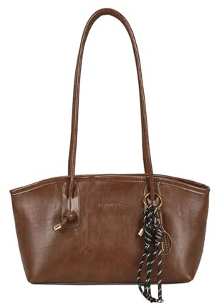 Elnwnnkc PU Leder Unterarmtasche mit Anhänger, Mehrzweck Schultertasche, Bürotaschen, Arbeitshandtasche für Damen, lässig, täglicher Gebrauch, stilvolle Handtasche