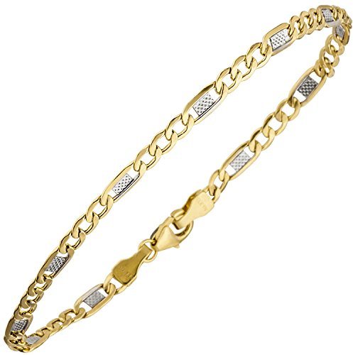 Jobo Damen-Steg-Panzerarmband aus 8k (333) Gold Bicolor 3,7 mm 19 cm