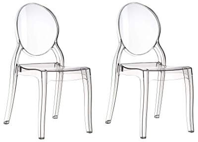 KONTE.DESIGN Juego de 2 sillas Brera Transparentes y apilables de policarbonato