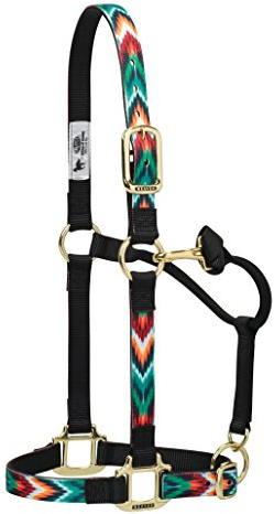 Weaver Leather Chevron verstellbares Nylonhalfter für Pferde, mittelgroß, Schwarz/Mehrfarbig