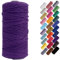 Binwat Macrame Cord Natual Macrame Cotton Cord DIY Craft Cord Spool Twine Rustic String Cotton Rope for Wall Hanging,Plant Hangers,Crafts,Knitting,Decorative Projects 3mm x100m (Purple)