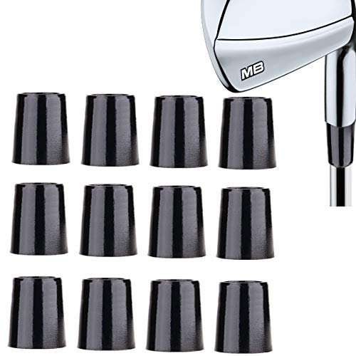 Aliennana Golf Iron Ferrules .370 12 Pack Re-Shaft Golf Ferrule for Taper Tip Iron Wedge Black/Double Chrome Ring ID:0.370 OD:0.540 Length:0.750 (ALL BLACK)