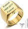 MeMeDIY Personalisierte Urne Ring Siegelring für Frauen Männer Haustier Gravur Name/Text Gedenktaschenhalter aus Edelstahl Souvenir mit Trichterbausatz Ringgrößeneinsteller (Gold Größe 60)