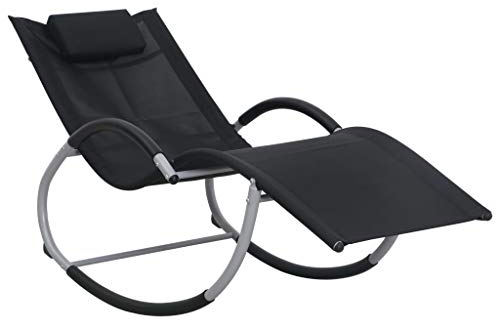 Tidyard Zusammenklappba Relaxliege Geometrische Sonnenliege Chaiselongue 65 x 155 x 83 cm Mit herausnehmbaren Kissen,Schaukelstuhl Metall-Gartenliege Relaxstuhls Belastbarkeit:150 kg,