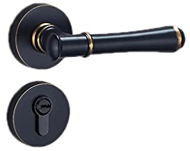 MDRBB Türgriff Türbeschlag Pure Kupfer Panel Türverriegelung Türhebel Indoor Hölzerntür Türgriff/mit Schlüssel for Waschküche Flur Türgriffe Innentüren (Color : Copper Black D)