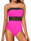 Holipick Maillot de bain une pièce avec contrôle du ventre sans bretelles pour femme bandeau amincissant monokini tube, rose vif, Taille L